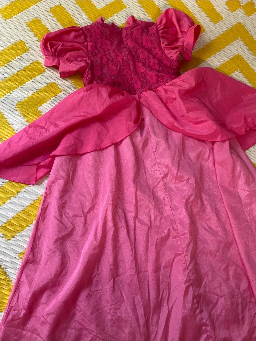 Girls Fuchsia Satin Party Dress with Lace Bodice